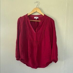 NWOT Michael Stars pinkish red Blouse with Mandarin Collar small